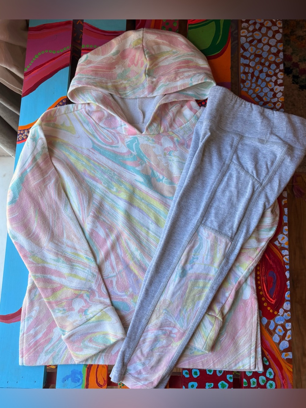 Place Pastel Marble Hoodie Pullover and Legging Set